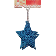X-Mas Blue Star Ornaments w/ Glitter