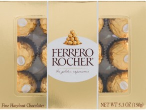 Ferrero Rocher Fine Hazelnut Milk Chocolate, 12 Count, Valentine's Day Candy Gift Boxes, 5.3 oz