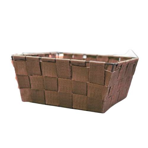 Woven Wired Square Basket, Brown, 8" x 8"