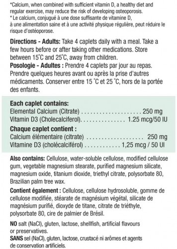 Jamieson Calcium Citrate + Vitamin D3 120 Caplets