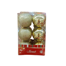 X-Mas Balls, Gold w/ Glitter, 12ct