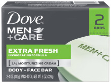 Dove Men +Care Body And Face Bar Invigorating Formula, Extra Fresh 8 Oz(2 Pk)
