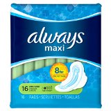 Always Maxi Pads Super W/Flexi-Wings Unscented, 16 Count