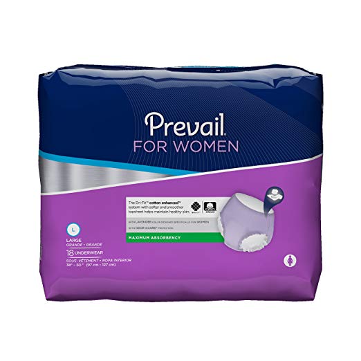 Prevail Maximum Absorbency Incontinence Underwear for Women, Large, 18 Count