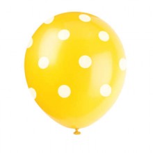 12″ Latex Balloons 6ct – Sunflower Yellow Dots